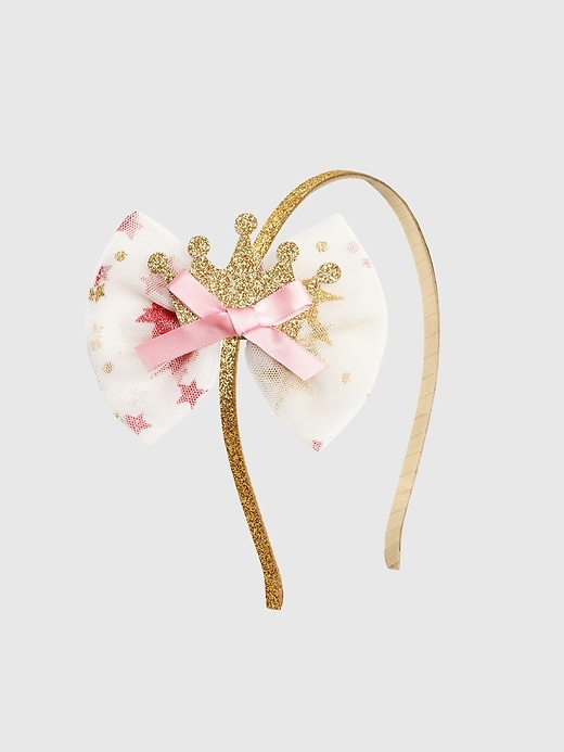 cerchietto con fiocco in tulle e corona da principessa sweet wink