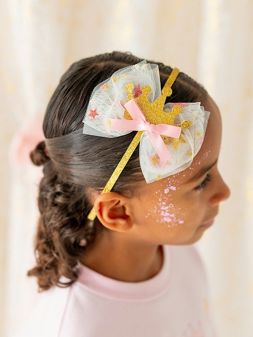cerchietto con fiocco in tulle e corona da principessa sweet wink