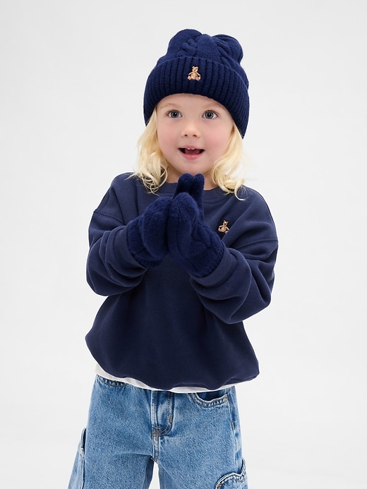 set berretto e guanti in maglia a trecce cashsoft per neonati e bambini