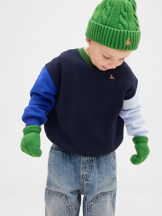 set berretto e guanti in maglia a trecce cashsoft per neonati e bambini