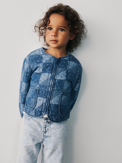 giacca in denim trapuntata patchwork per neonati e bambini