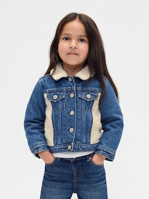 giacca in denim sherpa icon per neonati e bambini