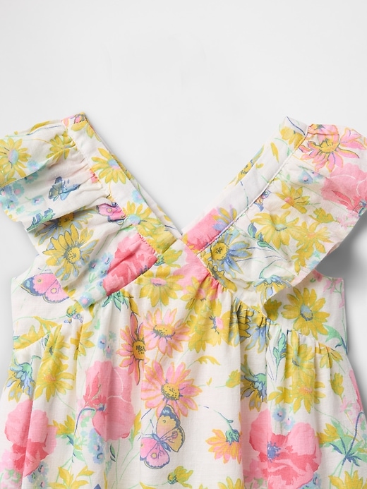 vestito con volant in lino e cotone per neonati e bambini piccoli
