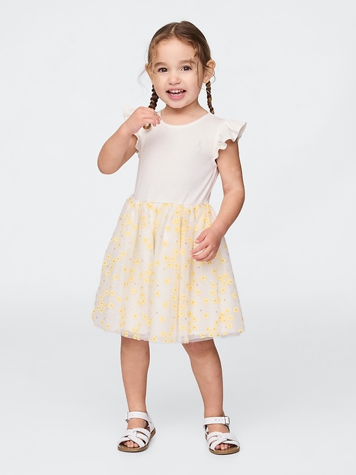 vestito in tulle a fiori 2 in 1 per neonati e bambini piccoli