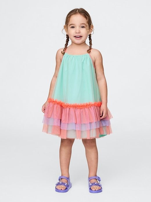 abito in tulle color block per neonati e bambini