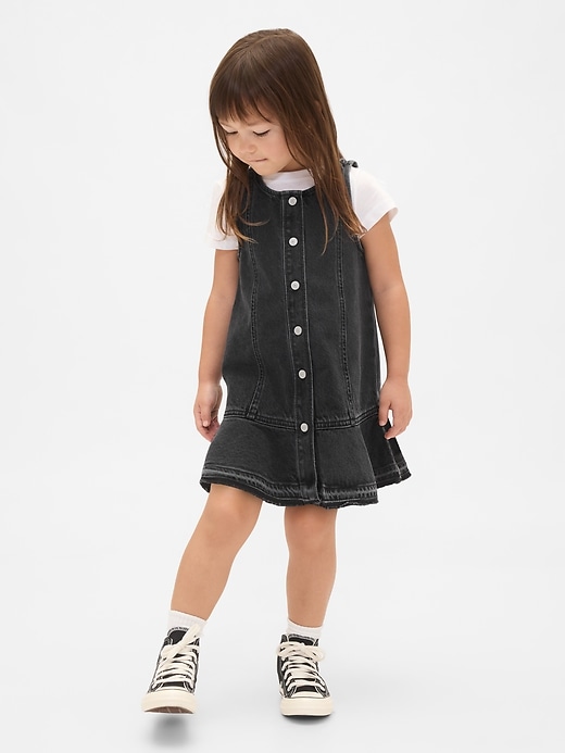abito in denim con orlo a peplo per neonati e bambini piccoli