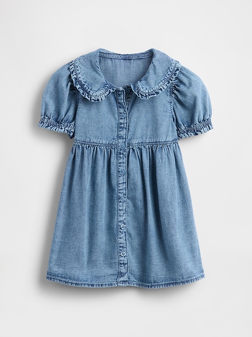 vestito con volant in denim per neonati e bambini