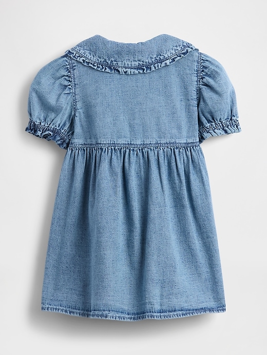 vestito con volant in denim per neonati e bambini