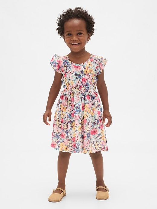 vestito con volant e arricciatura per neonati e bambini piccoli