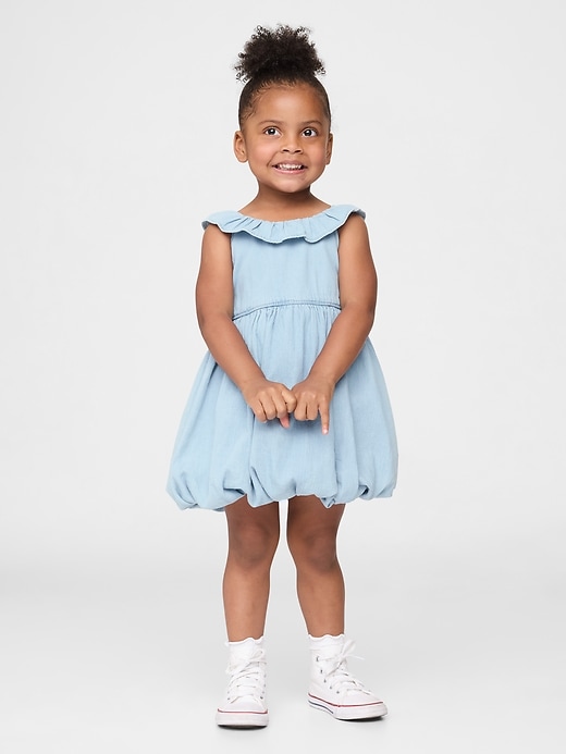 vestito a bolle in denim per neonati e bambini