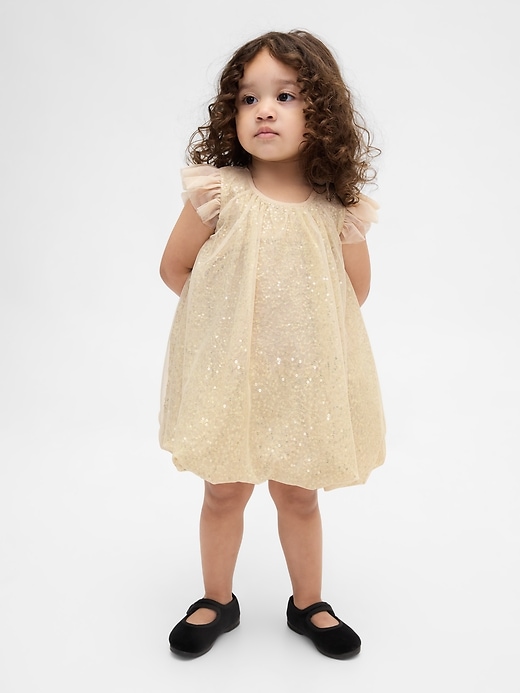 vestito a bolle in tulle con paillettes per neonati e bambini piccoli