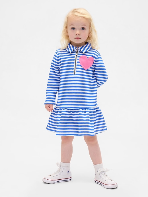 vestito felpato con mezza zip per neonati e bambini piccoli