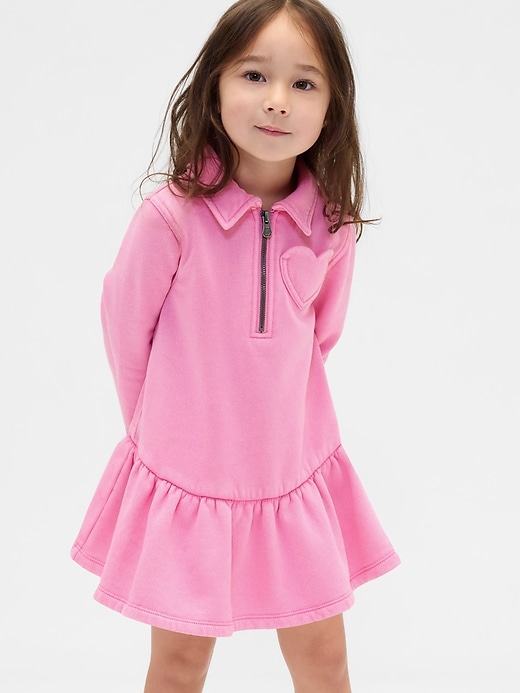 vestito felpato con mezza zip per neonati e bambini piccoli