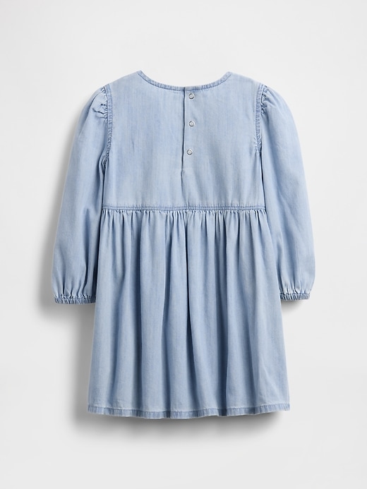 vestito in denim con volant e cuore per neonati e bambini