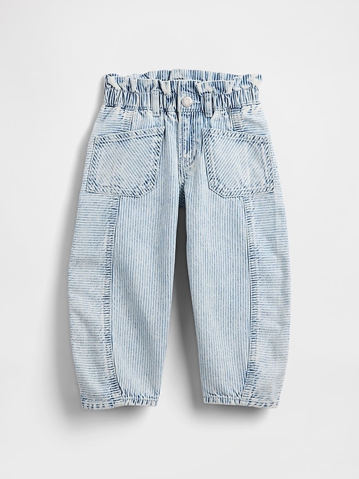 jeans a ferro di cavallo a righe in denim per neonati e bambini