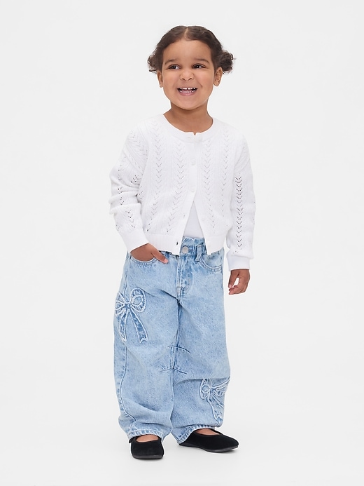 jeans a ferro di cavallo con fiocco per neonati e bambini
