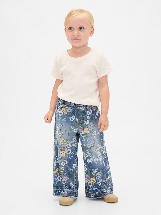 jeans larghi a fiori per neonati e bambini