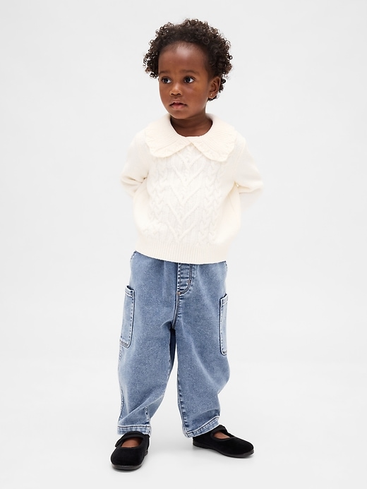 jeans a botte lavorati a maglia per neonati e bambini