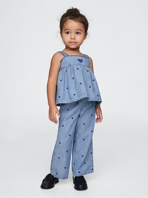 completo per neonati e bambini piccoli in chambray con cuore