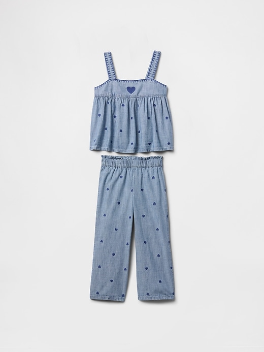 completo per neonati e bambini piccoli in chambray con cuore