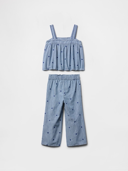completo per neonati e bambini piccoli in chambray con cuore