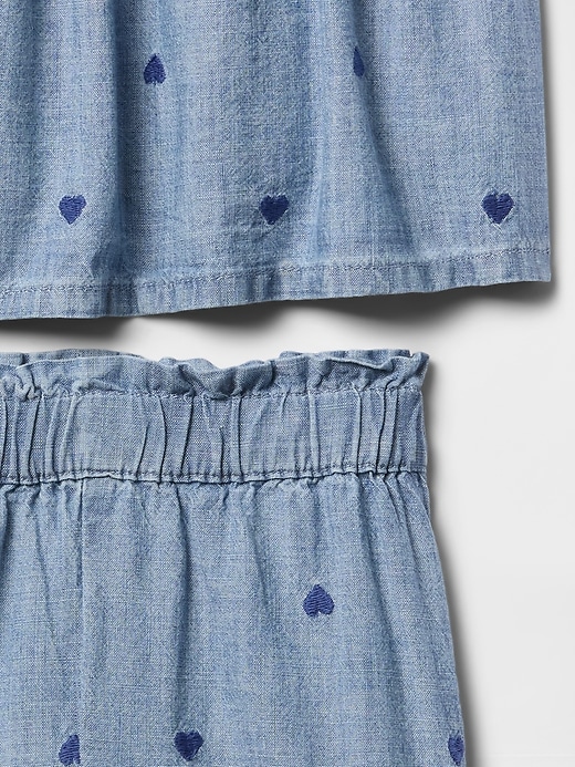 completo per neonati e bambini piccoli in chambray con cuore