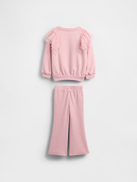 completo felpa in tulle e leggings a coste svasati per neonati e bambini