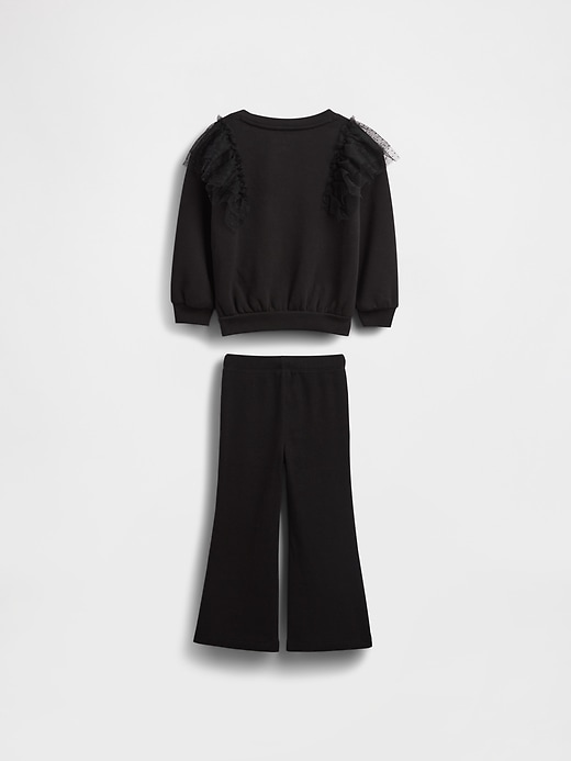completo felpa in tulle e leggings a coste svasati per neonati e bambini
