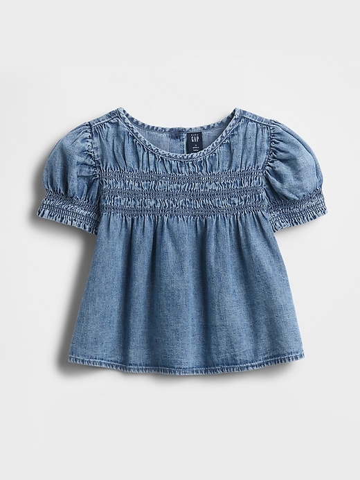 top in denim con volant per bambini