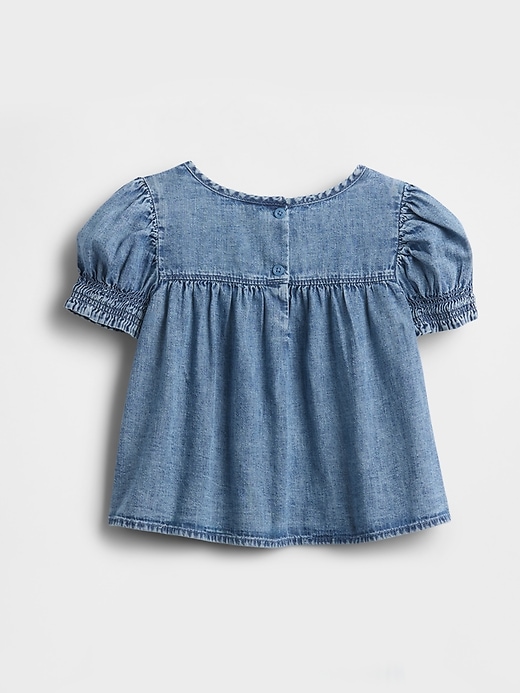 top in denim con volant per bambini