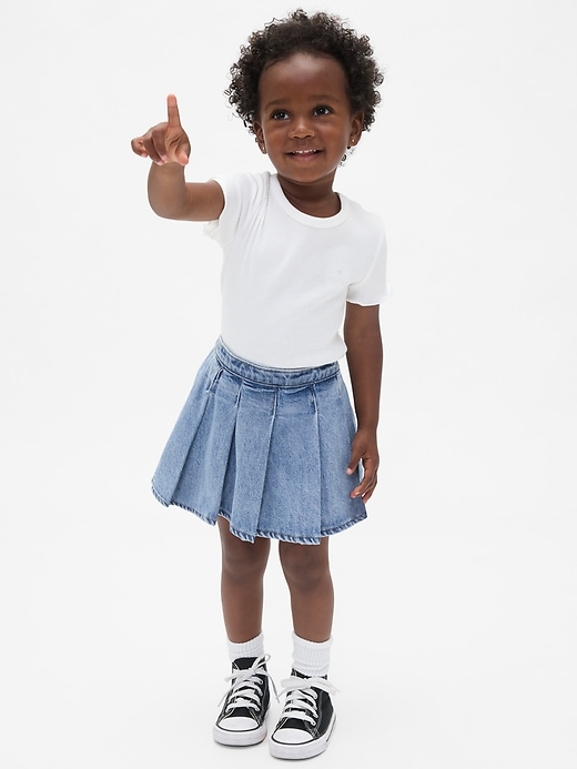 gonna-pantalone in denim plissettato per neonati e bambini piccoli