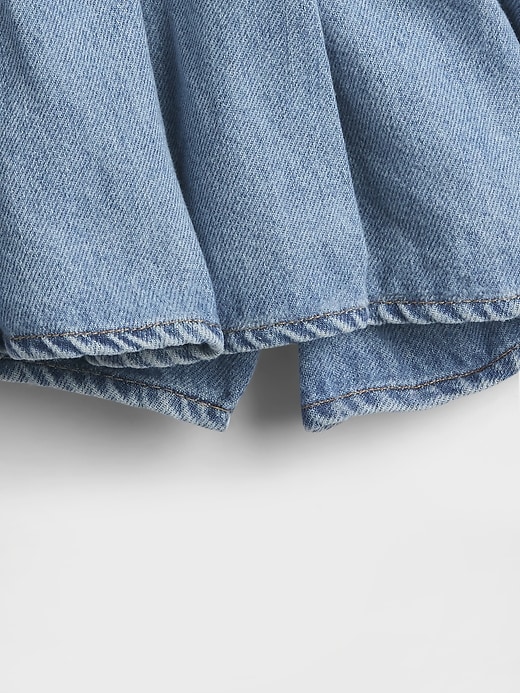 gonna-pantalone in denim plissettato per neonati e bambini piccoli