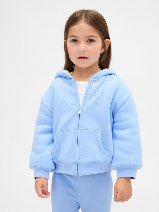 felpa con cappuccio e paillettes con fodera in sherpa per neonati e bambini piccoli