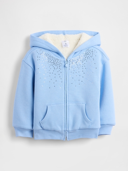 felpa con cappuccio e paillettes con fodera in sherpa per neonati e bambini piccoli