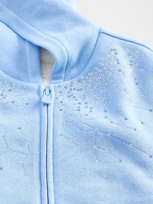 felpa con cappuccio e paillettes con fodera in sherpa per neonati e bambini piccoli