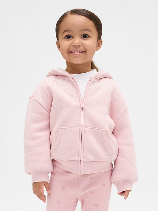 felpa con cappuccio e paillettes con fodera in sherpa per neonati e bambini piccoli