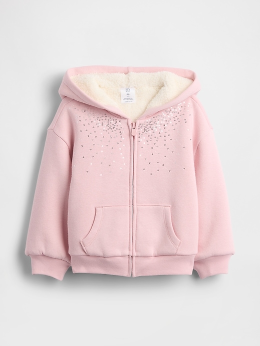 felpa con cappuccio e paillettes con fodera in sherpa per neonati e bambini piccoli