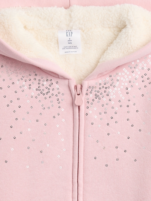 felpa con cappuccio e paillettes con fodera in sherpa per neonati e bambini piccoli