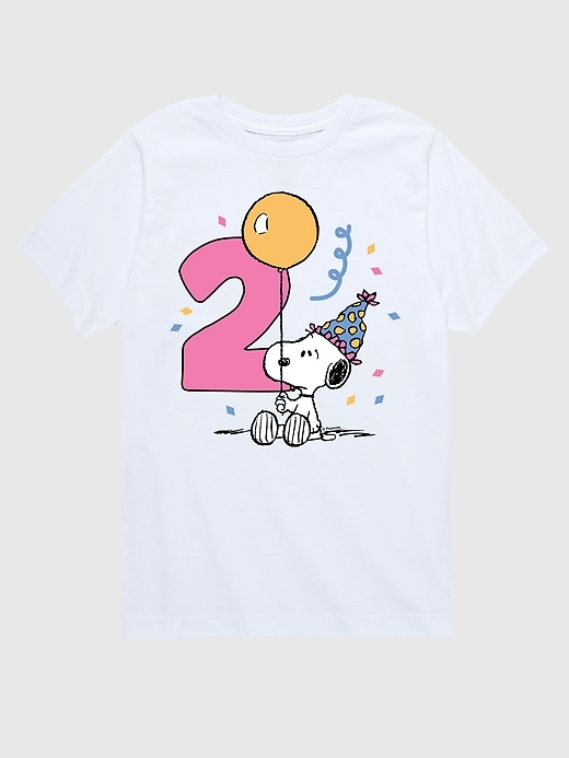 maglietta grafica a maniche corte per il secondo compleanno dei peanuts per bambini piccoli