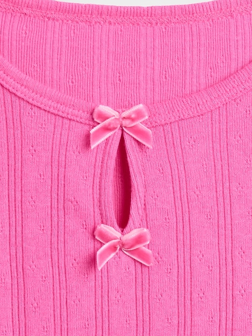 top con fiocco traforato per neonati e bambini piccoli