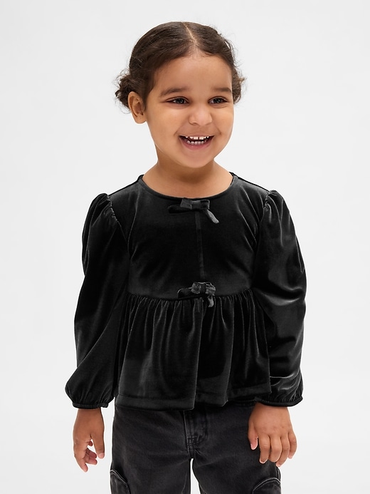 top in velluto con fiocco per neonati e bambini