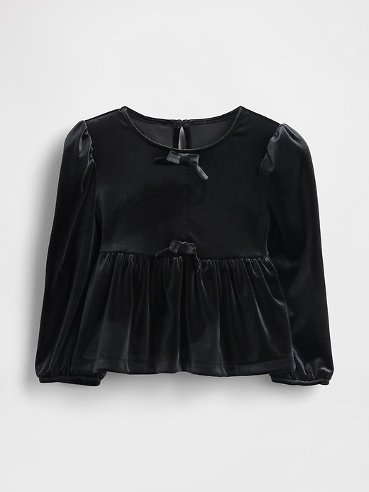 top in velluto con fiocco per neonati e bambini