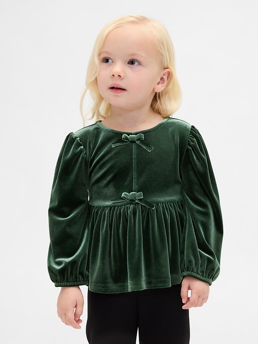 top in velluto con fiocco per neonati e bambini