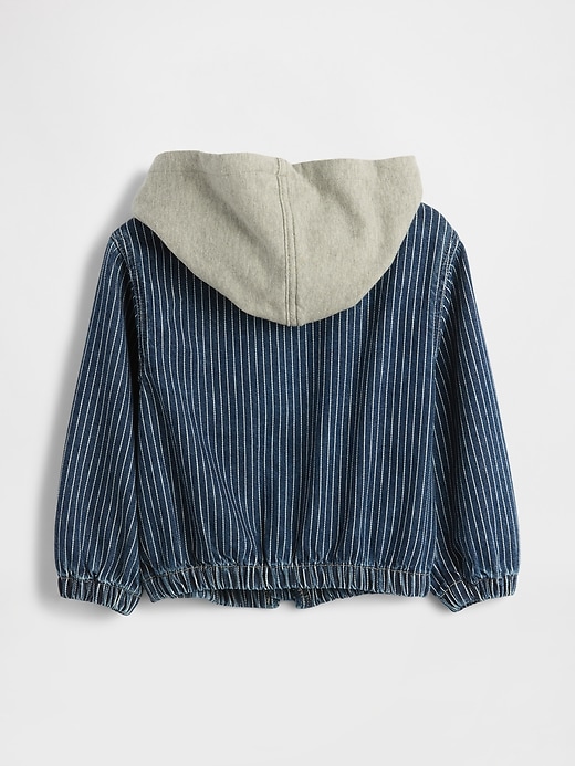 giacca con cappuccio a righe in denim per neonati e bambini