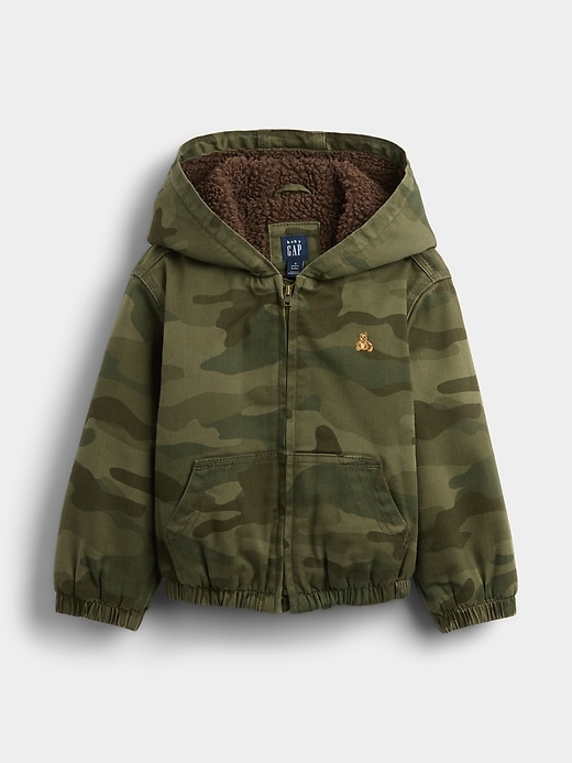giacca in denim mimetico con cappuccio e fodera in sherpa per neonati e bambini