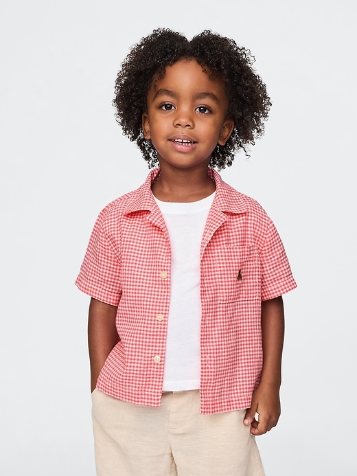 camicia cabana in lino e cotone per neonati e bambini piccoli