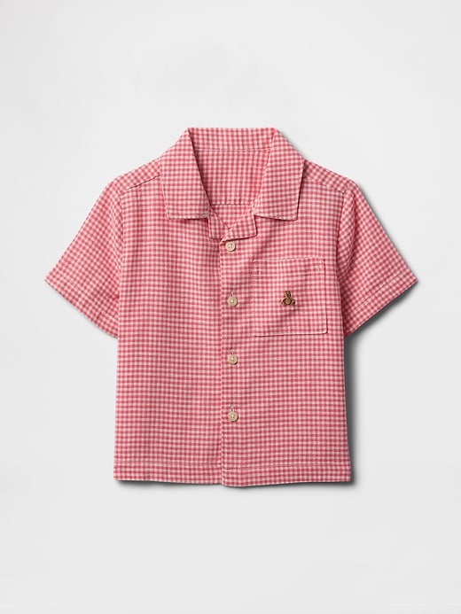 camicia cabana in lino e cotone per neonati e bambini piccoli