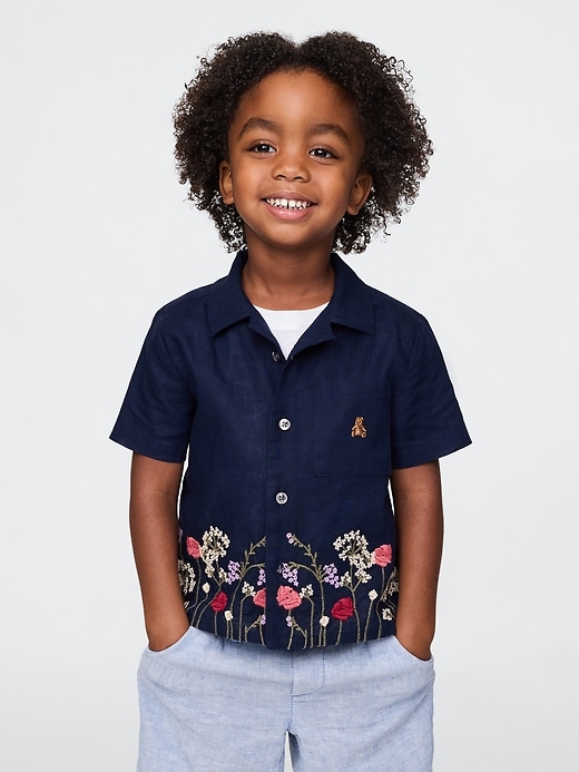 camicia cabana in lino e cotone per neonati e bambini piccoli