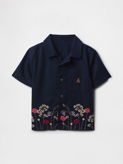 camicia cabana in lino e cotone per neonati e bambini piccoli