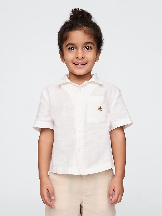 camicia cabana in lino e cotone per neonati e bambini piccoli